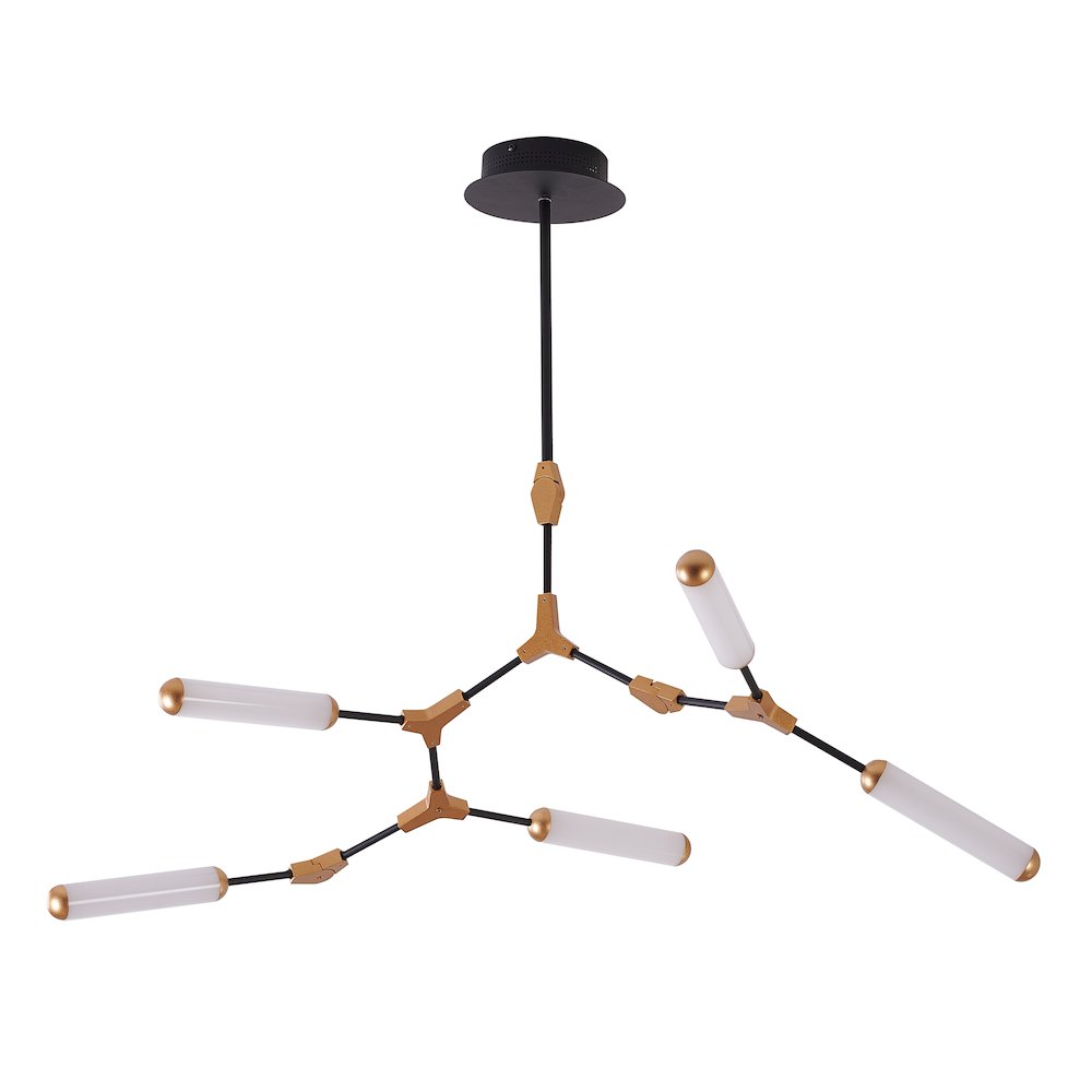 5-Light Black & Gold Dimmable LED Chandelier With White Acrylic Diffusers