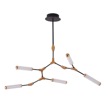 5-Light Black & Gold Dimmable LED Chandelier With White Acrylic Diffusers