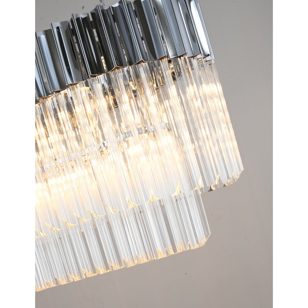 12-Light Chrome Chandelier With Clear Crystals