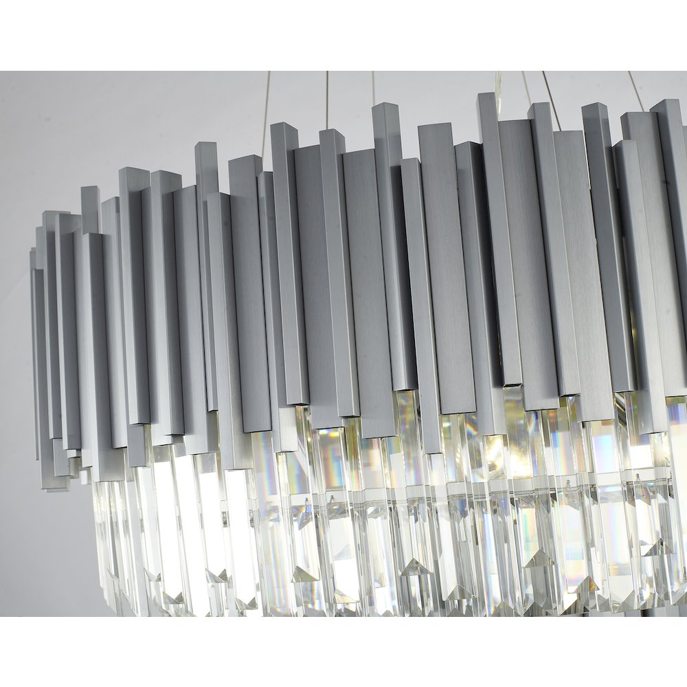 12-Light Satin Nickel Chandelier With Clear Crystals