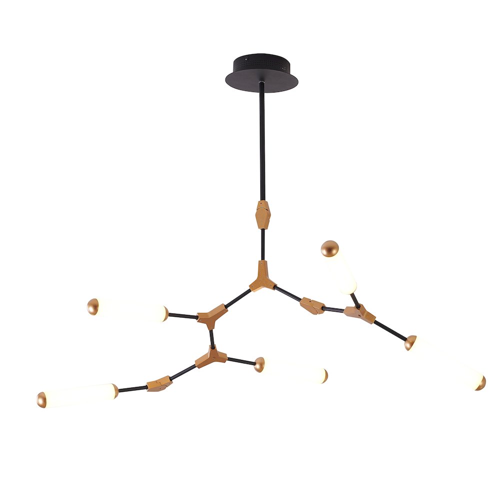5-Light Black & Gold Dimmable LED Chandelier With White Acrylic Diffusers