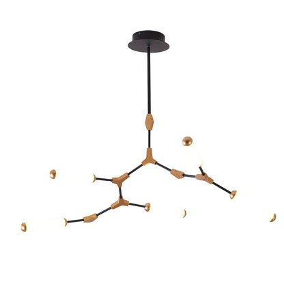 5-Light Black & Gold Dimmable LED Chandelier With White Acrylic Diffusers