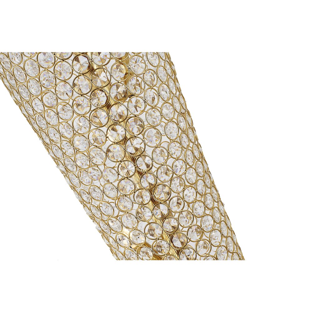 15-Light Gold Floor Lamp With Clear Crystals