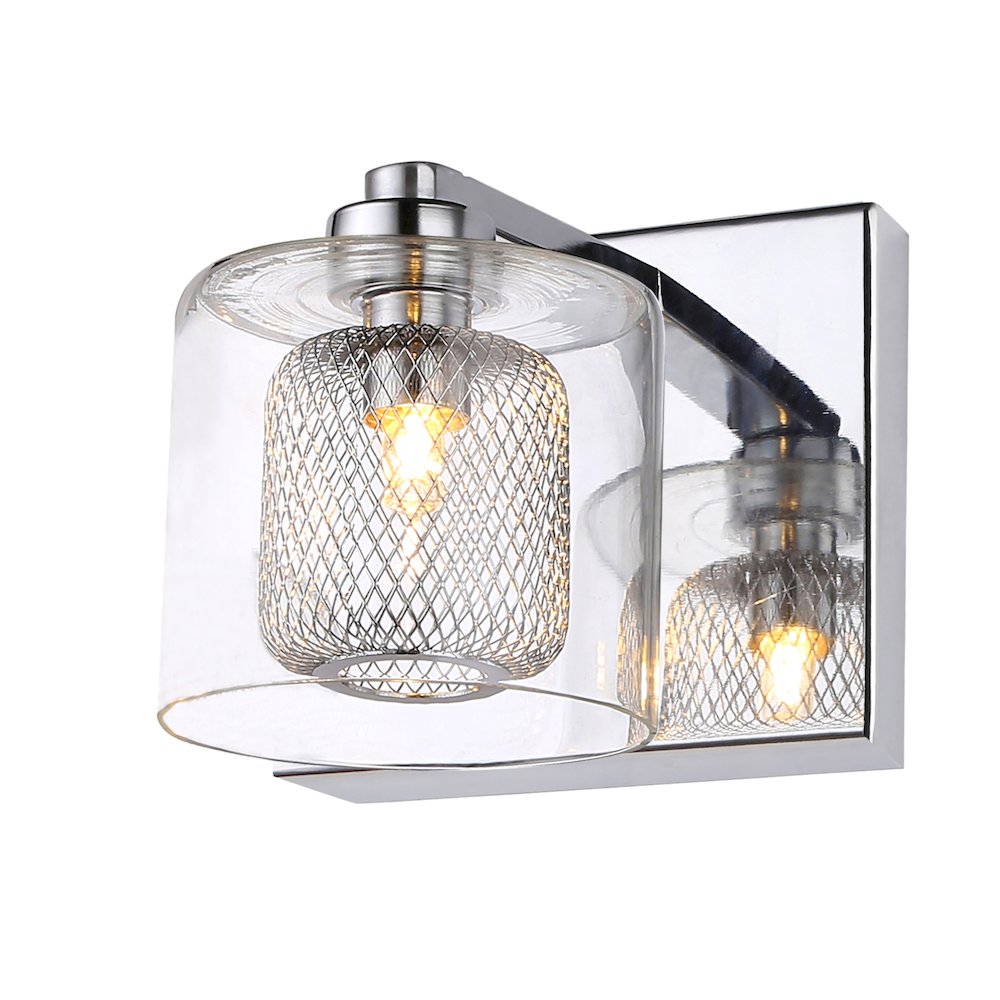 1-Light Chrome Wall Sconce With A Glass Cover
