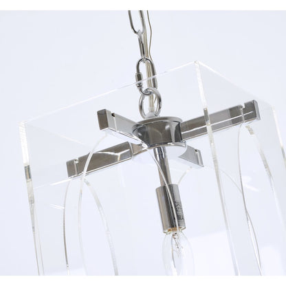 1-Light Chrome Metal Pendant With An Acrylic Shade