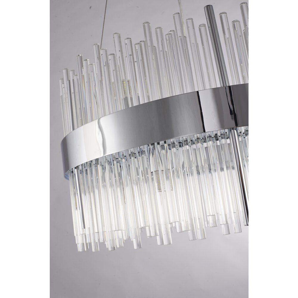 14-Light Chrome Chandelier With Clear Glass Rods