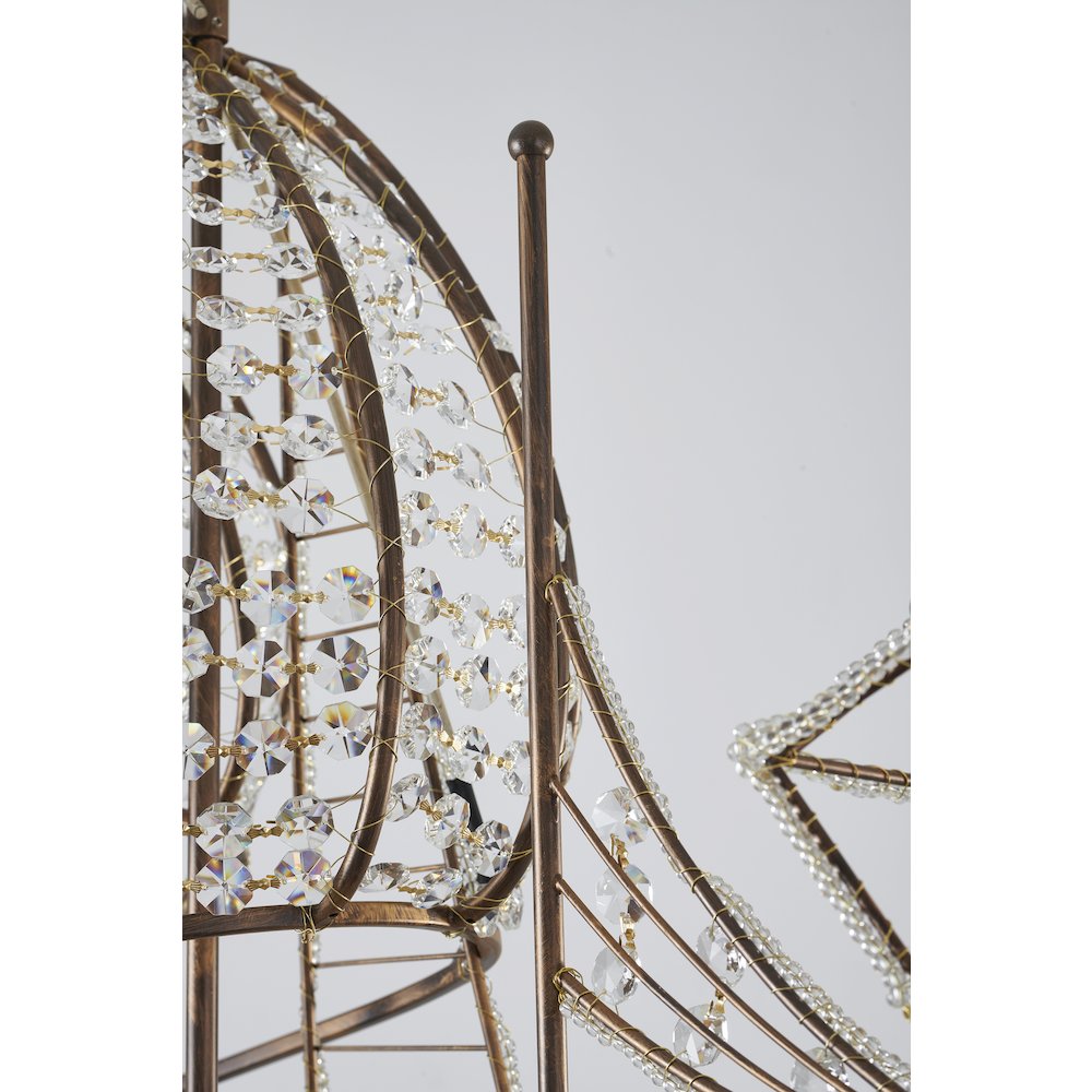 4-Light Golden Bronze Iron Chandelier With Clear Crystals