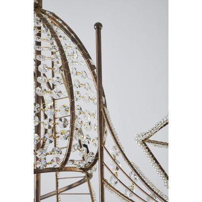 4-Light Golden Bronze Iron Chandelier With Clear Crystals