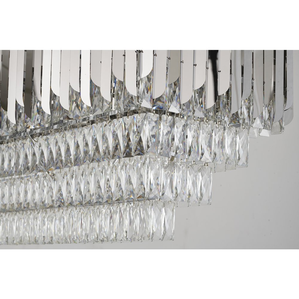 14-Light Chrome Stainless Steel Chandelier With Clear Crystal Accents