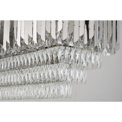 14-Light Chrome Stainless Steel Chandelier With Clear Crystal Accents