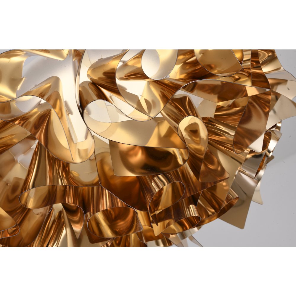 1-Light Shiny Gold Acrylic LED Chandelier With White hardware