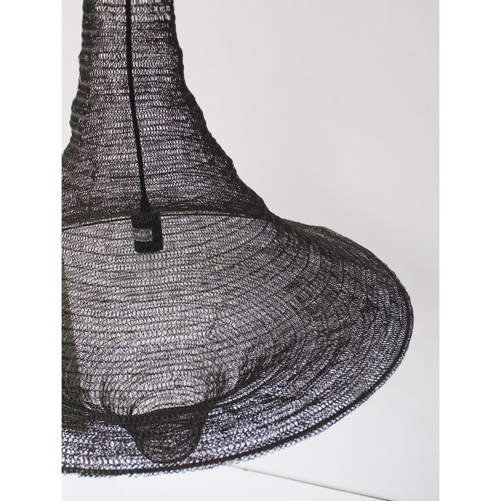 1-Light Satin Black Pendant With A Chain Basket Shade