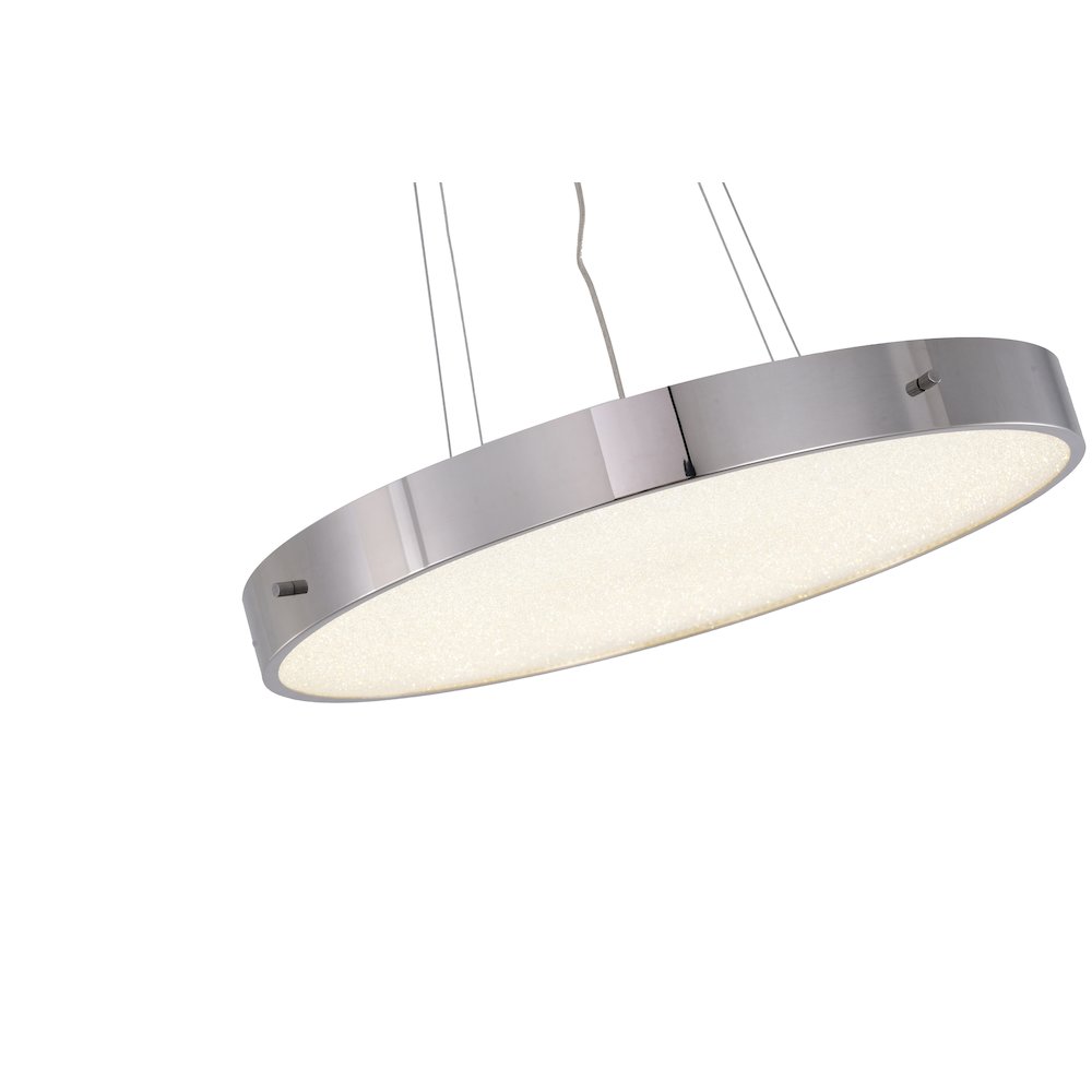 1-Light Chrome LED Chandelier With A Clear Acrylic Beaded Diffuser