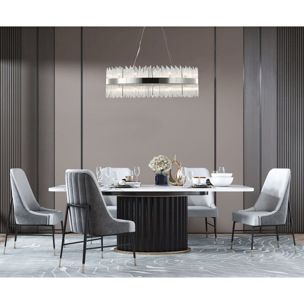 24-Light Chrome Stainless Steel Chandelier With Clear Glass Rods