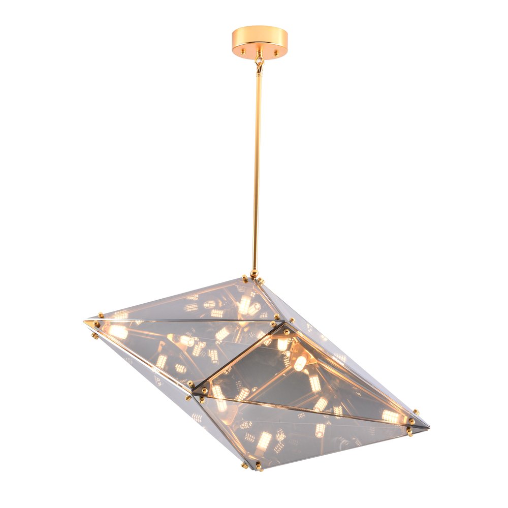 9-Light Gold Chandelier With A Smoke Glass shade