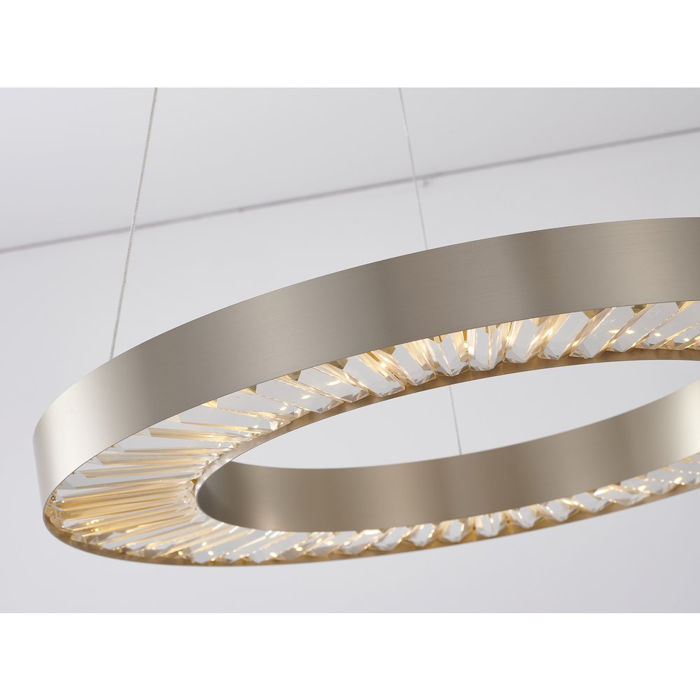 1-Light Gold Stainless Steel LED Chandelier With Clear Crystals