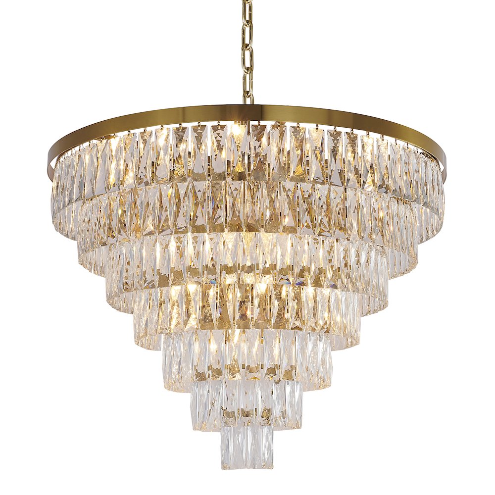 27-Light Gold Chandelier With Clear Crystals