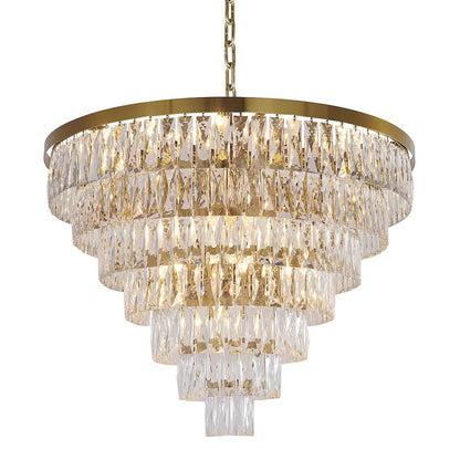27-Light Gold Chandelier With Clear Crystals