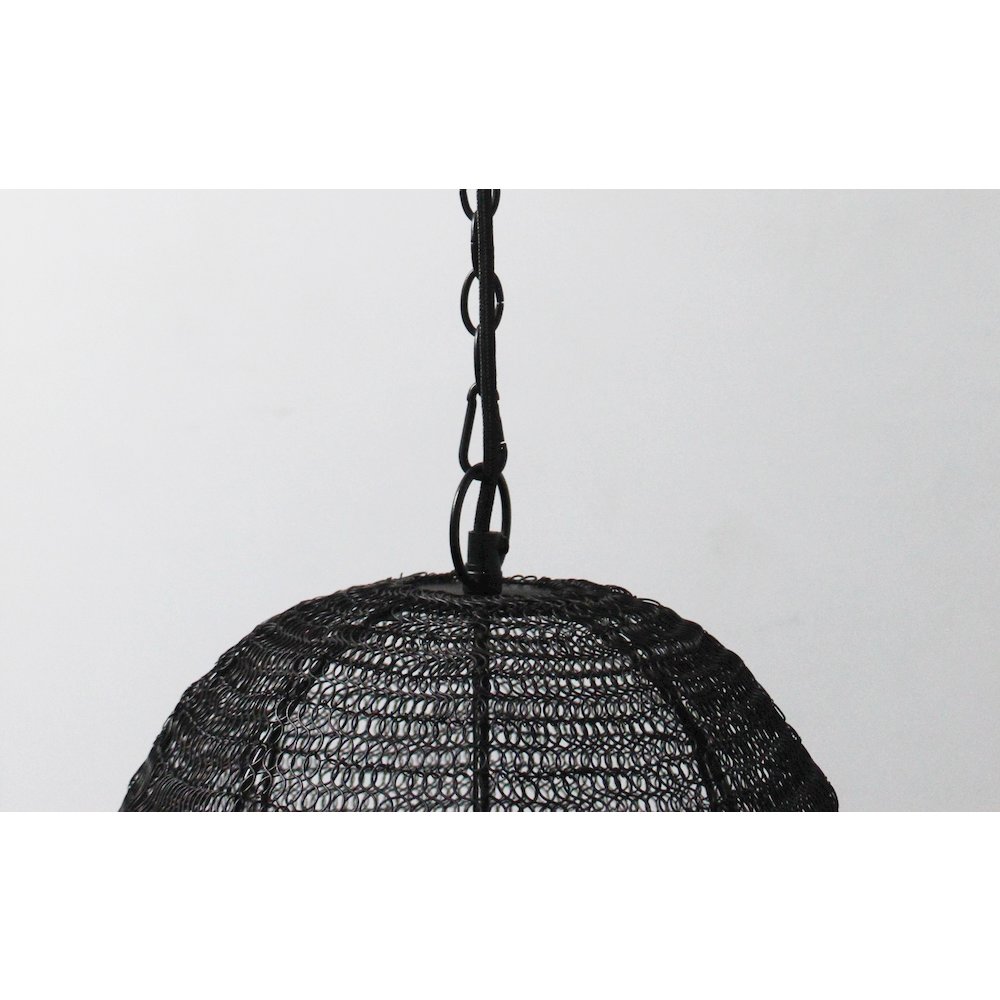 1-Light Satin Black Pendant With A Chain Basket Shade