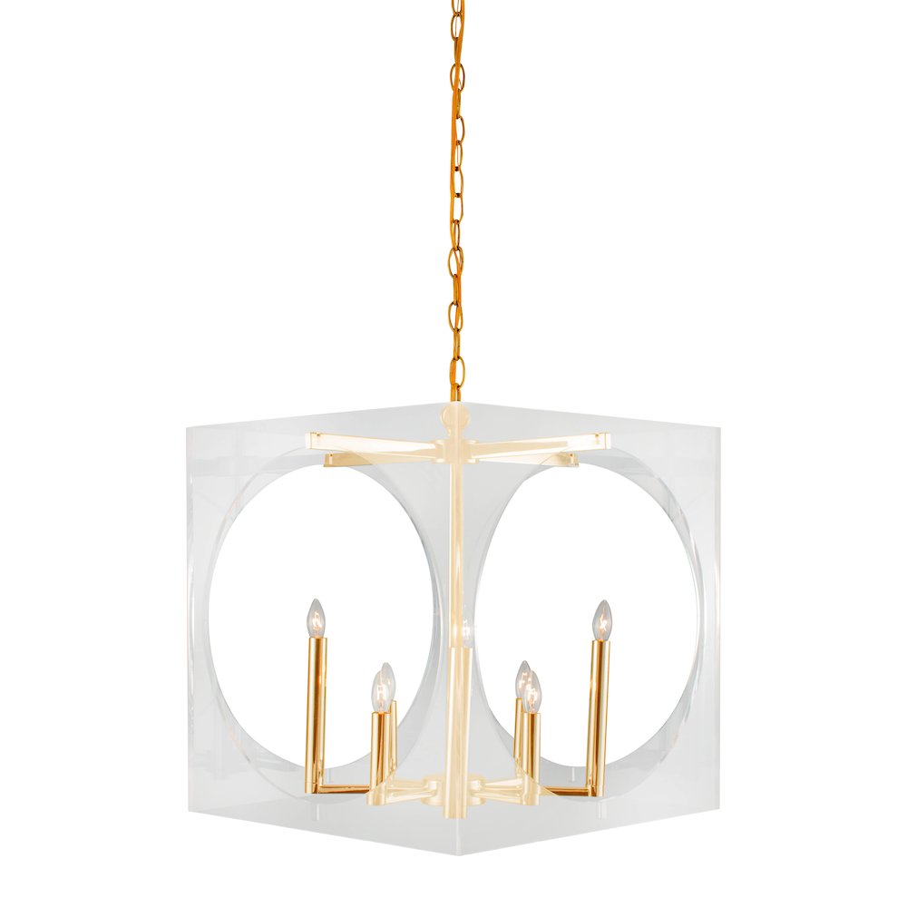 8-Light Gold Chandelier With A Clear Acrylic Shade