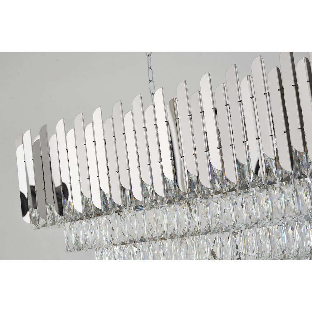 14-Light Chrome Stainless Steel Chandelier With Clear Crystal Accents