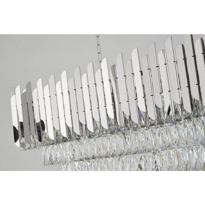 14-Light Chrome Stainless Steel Chandelier With Clear Crystal Accents