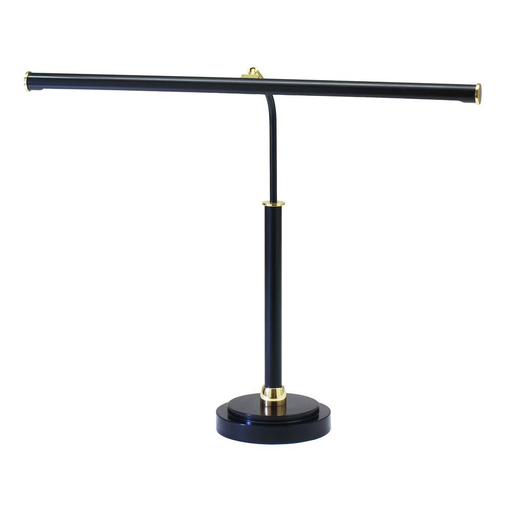 LED Piano Lamp Black with Brass Accents