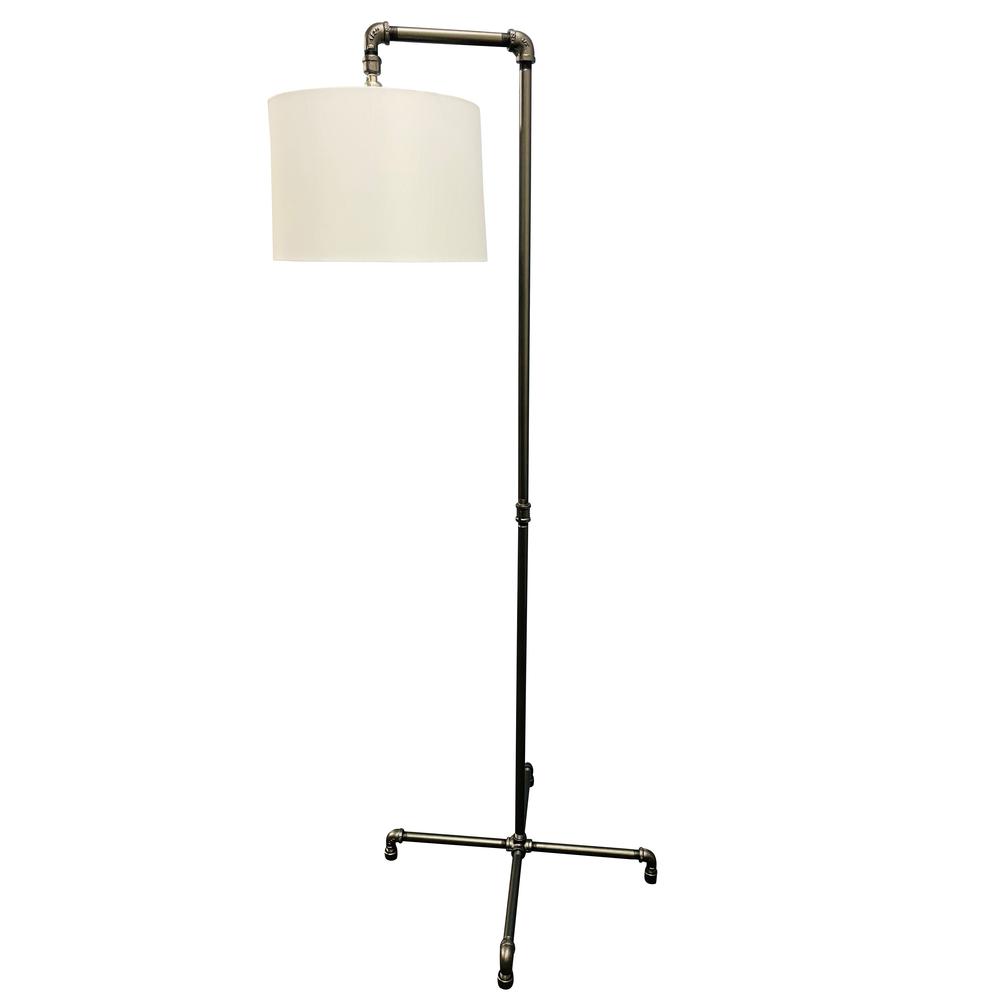 Studio industrial granite downbridge floor lamp with fabric shade