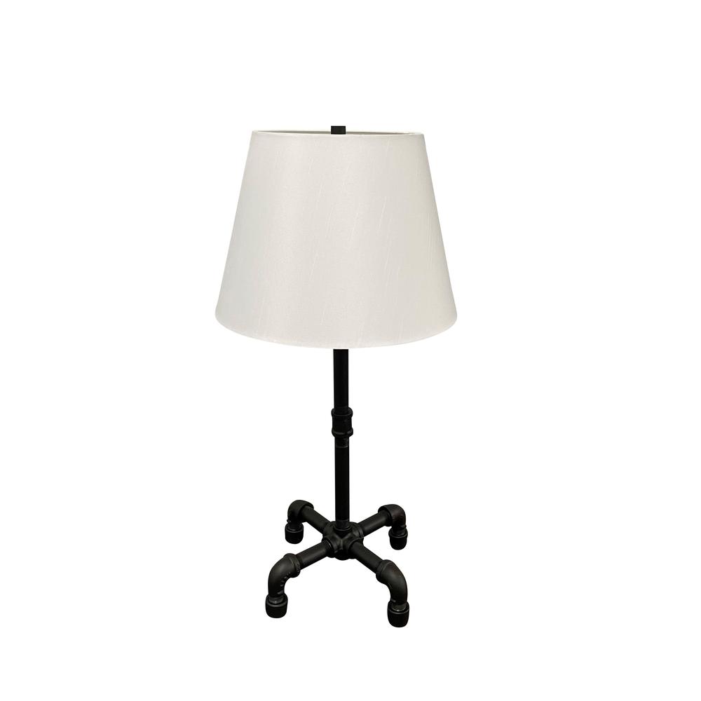 Studio industrial black table lamp with fabric shade