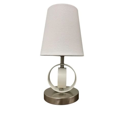 Bryson Mini 4" double ring satin nickel/white accent lamp
