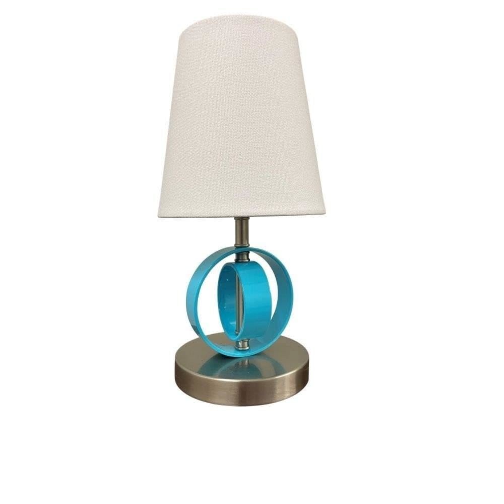 Bryson Mini 4" double ring satin nickel/azure accent lamp