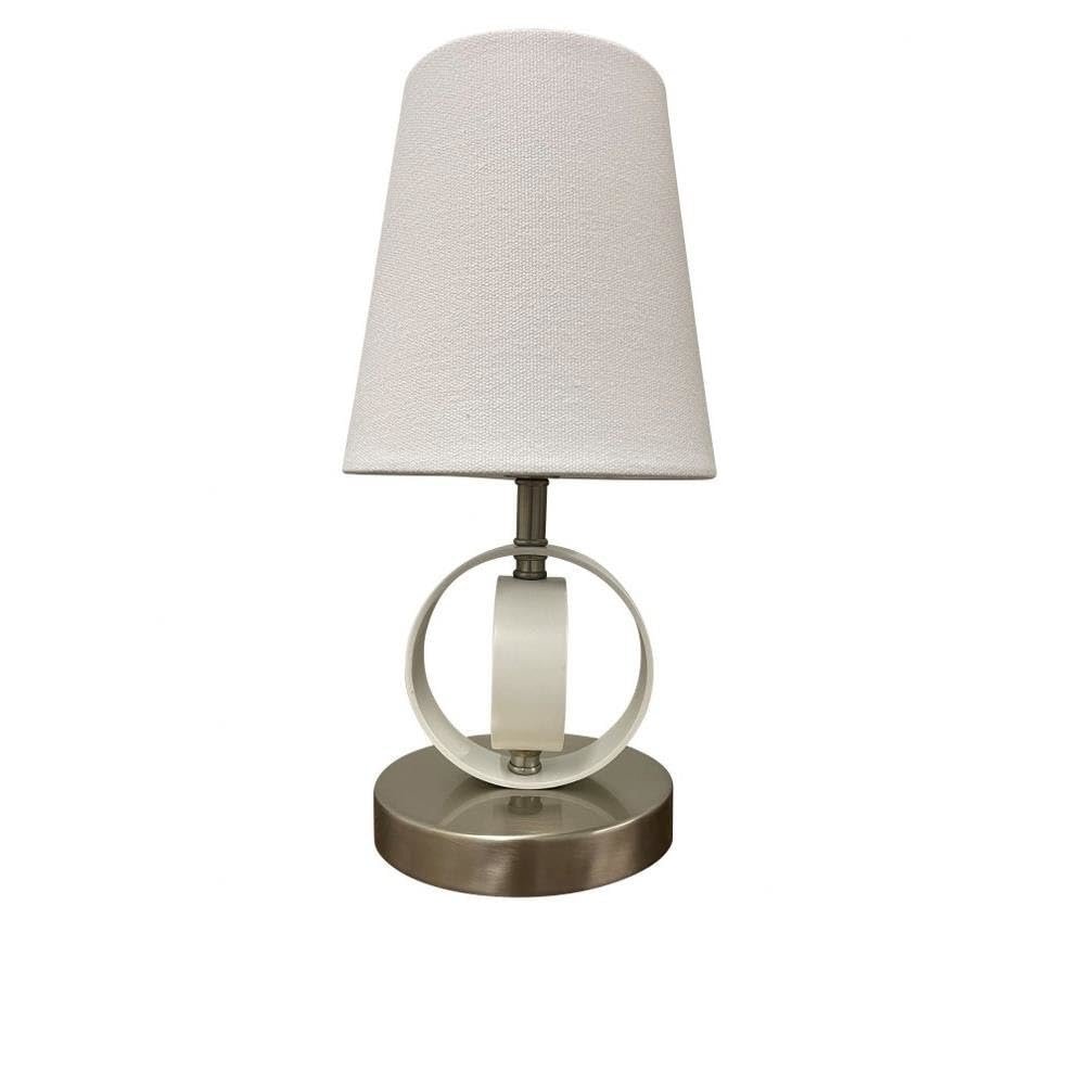 Bryson Mini 4" double ring satin nickel/white accent lamp