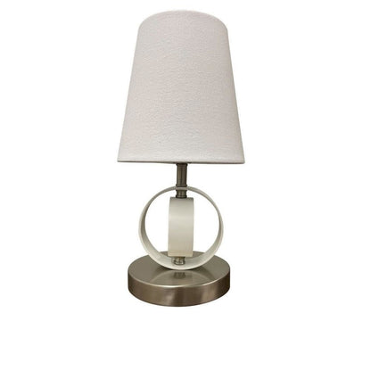 Bryson Mini 4" double ring satin nickel/white accent lamp