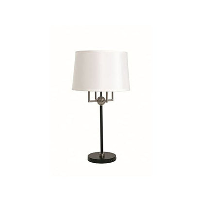 Alpine 4 light cluster black/satin nickel table lamp with silk softback shade