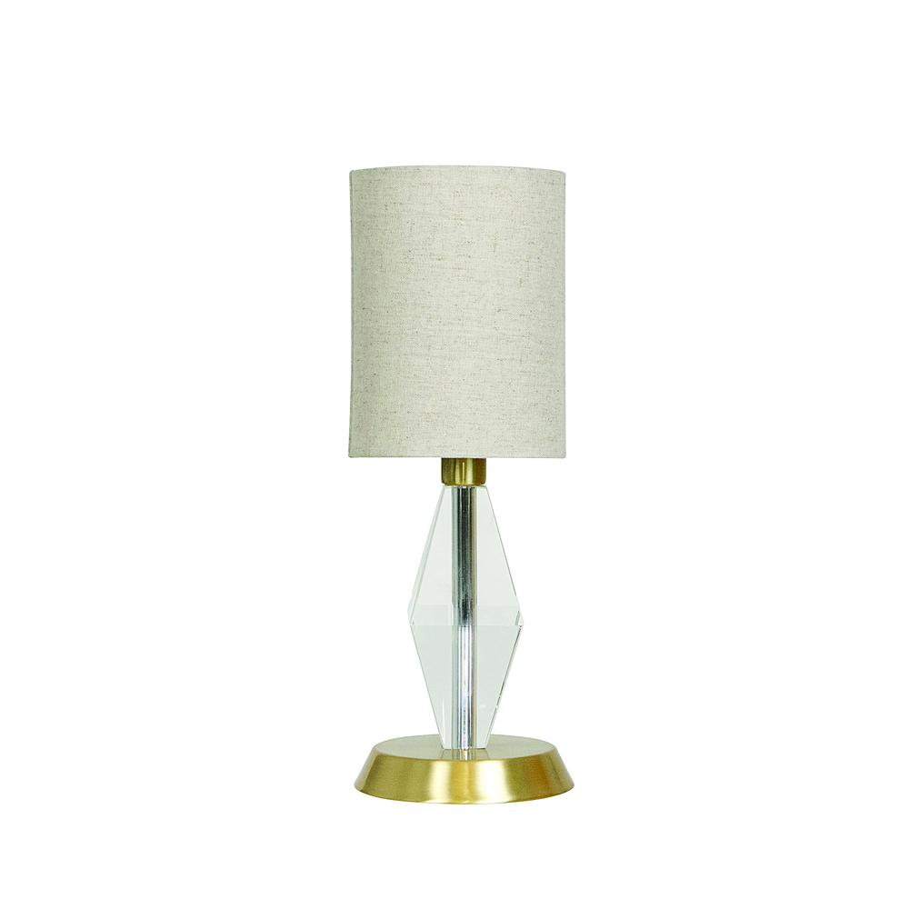 Bryson Mini crystal tapered column satin brass accent lamp