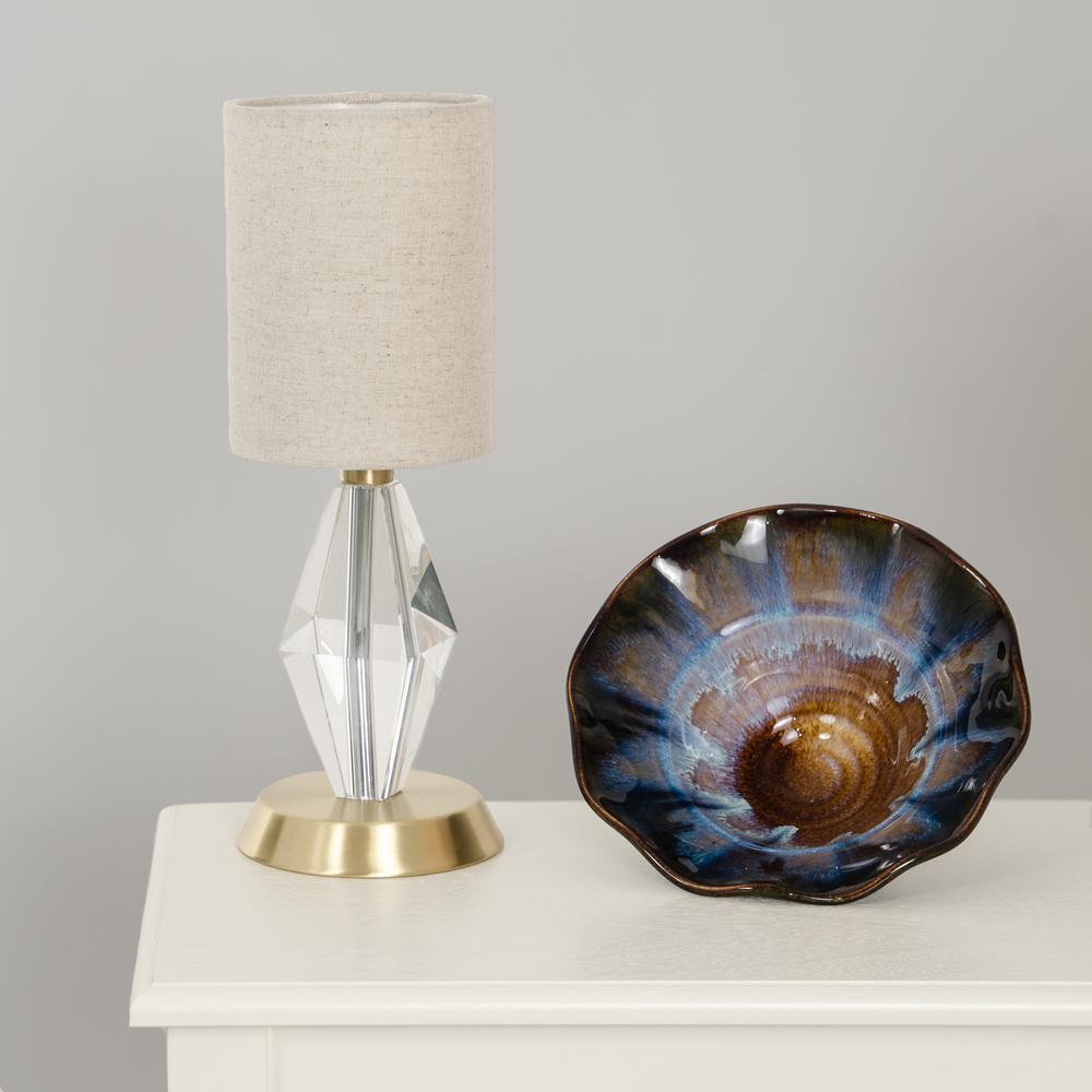 Bryson Mini crystal tapered column satin brass accent lamp