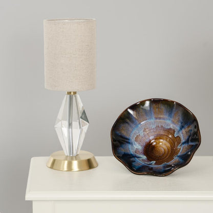 Bryson Mini crystal tapered column satin brass accent lamp
