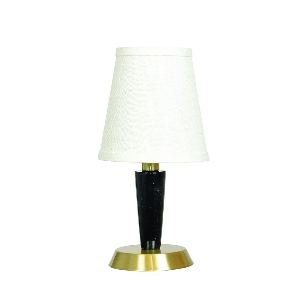 Bryson Mini black tapered marble column satin brass accent lamp