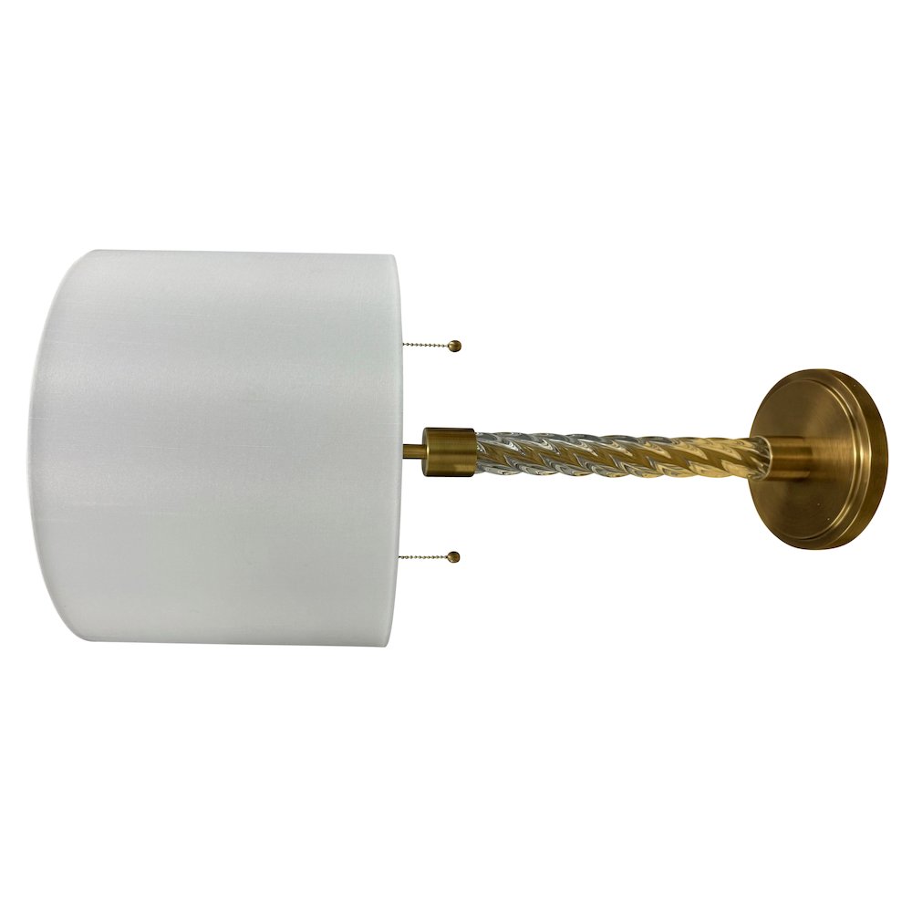 Chloe 30.5" brushed brass glass column twin pull table lamp