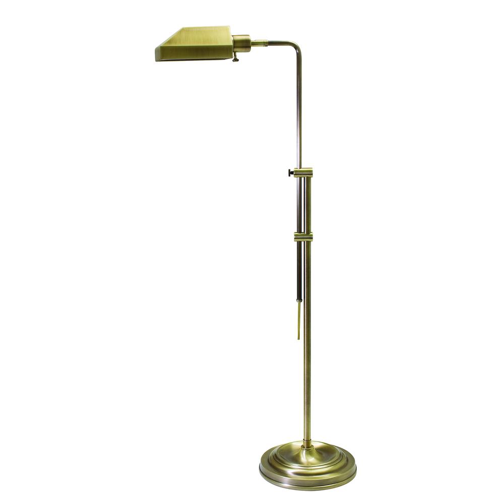 Coach Adjustable Antique Brass Pharmacy Floor Lamps
