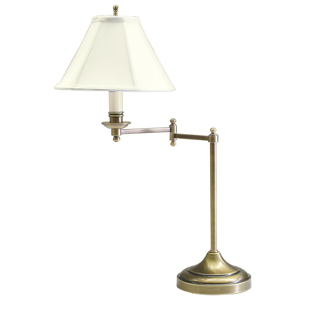 Club 25" Antique Brass Table Lamps with swing arm