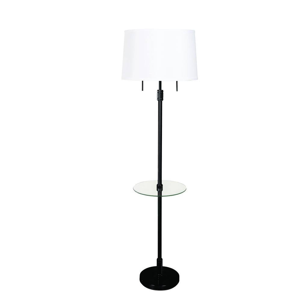 Killington Black Floor Lamps with glass table and hardback shade