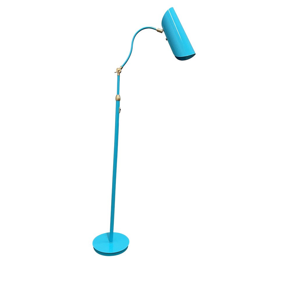 Logan Azure/Satin Brass Floor Lamps with rolled shade