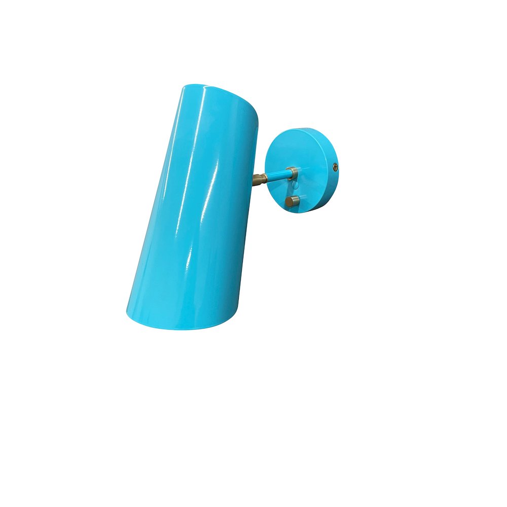 Logan Azure/Satin Brass Wall Sconce with rolled shade