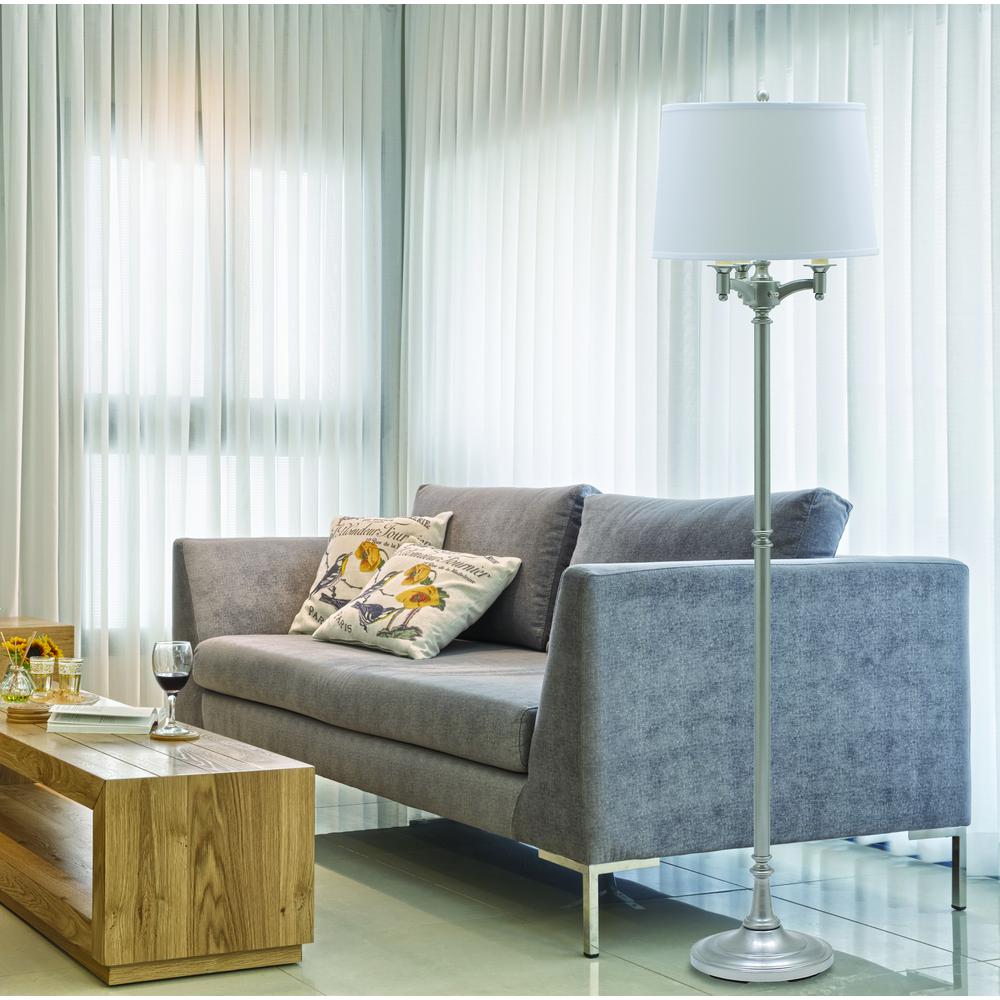 Lancaster 62.75" Satin Nickel Six Way Floor Lamps