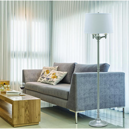 Lancaster 62.75" Satin Nickel Six Way Floor Lamps