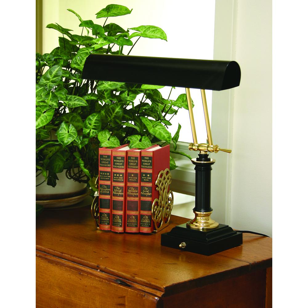 Desk/Piano Lamp 14" Polished Brass with Black Accents