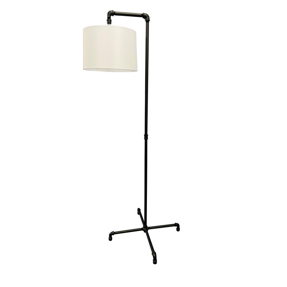 Studio industrial black downbridge floor lamp with fabric shade