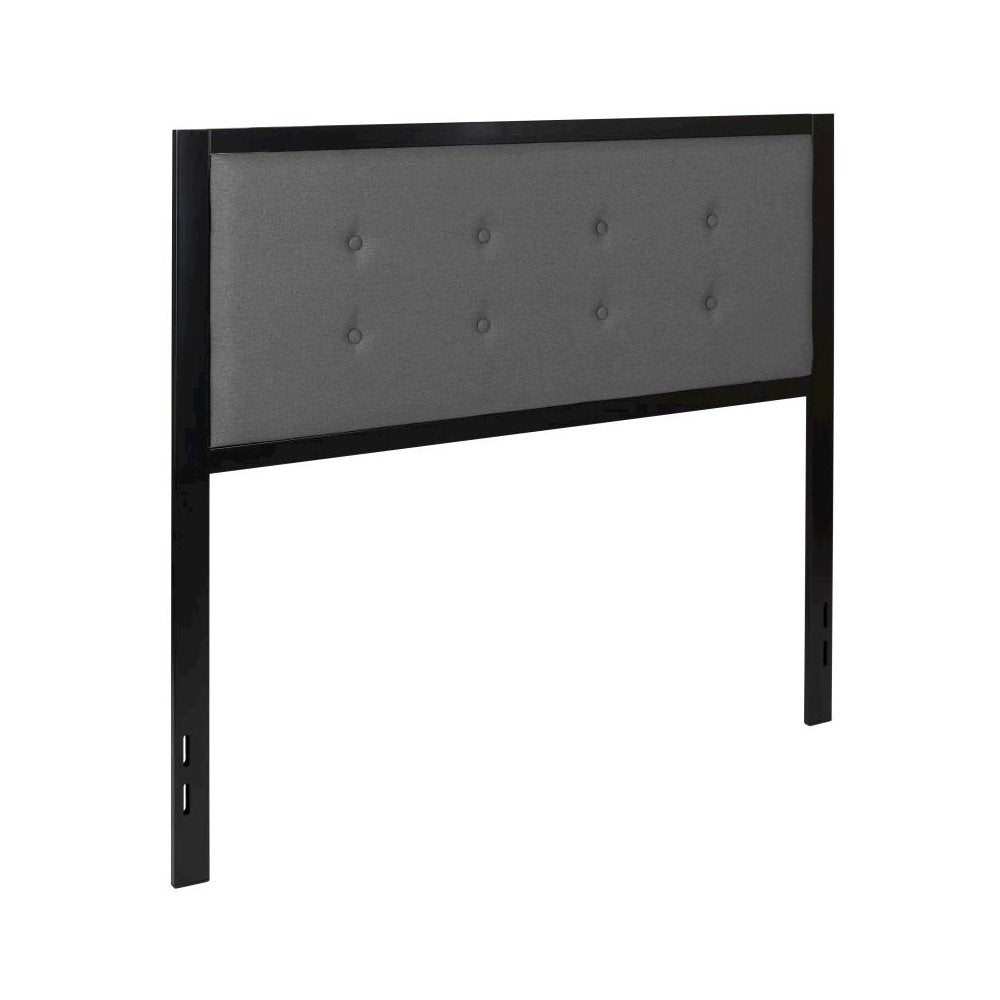 Metal Tufted Upholstered Full Size Headboard in Dark Gray Fabric