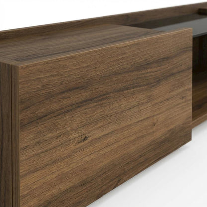 Walnut Wall-Mounted TV Stand for 65-Inch Screens with Engineered Wood Finish